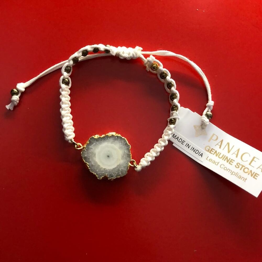 Panacea Beachy Coastal Cowgirl Cowboy 
White Stone Adjustable Pull Bracelet